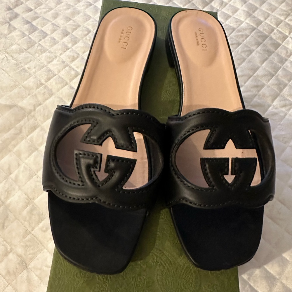 Gucci Interlocking G CutOut Slide Sandal Size 39.5